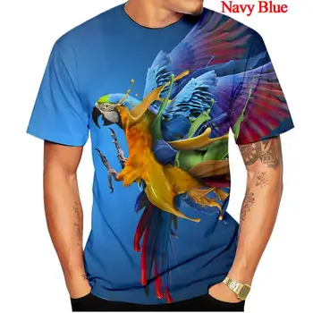 Брандираната лятна тениска BIANYILONG, мъжки ежедневни тениска с принтом папагал в стил хип-хоп, спортен стръмен топ с 3D принтом и къси ръкави