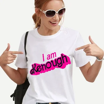 I Am Kenough Barbenheimer Ярко-Розови тениски, Дамски тениски, Летни тениски, I Am Kenough, Графични тениски, Реколта Градинска облекло