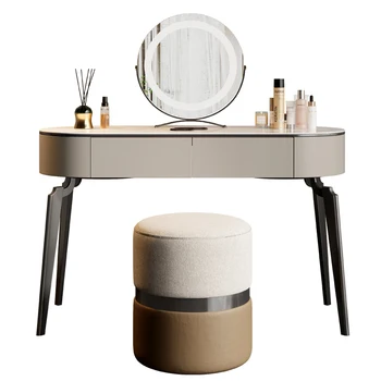 L Италиански лесен Луксозен тоалетка с каменна печка, модерен минималистичен маса за спалня, масичка за грим, Малък скрин
