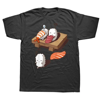 Тениски за японски деликатеси, суши, разходки по време на сън, Градинска облекло от памук с графичен дизайн, Подаръци за рожден ден с къс ръкав, Лятна тениска, мъжки дрехи