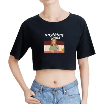 Ема Чембърлейн Всичко, Което искаш, Ретро Съкратен Топ на 90-те години, Тениска с отворен Пъпа, Върхове Оверсайз, Дамски Забавна тениска, Модни