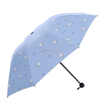 Три сгъваем чадър със защита от ултравиолетови лъчи от слънце и дъжд, чадър, което променя цвета на допир, Преносим, сладък чадър за пътуване