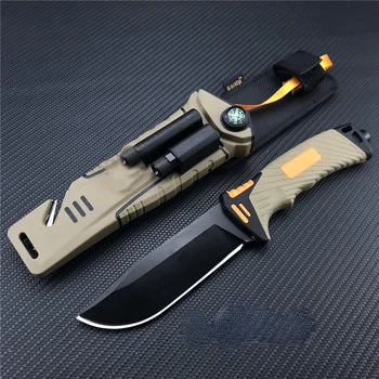 Нож за оцеляване с Фиксирано острие GB Bear Grylls Ultimate 7Cr13, Гумена дръжка, Ловни Туристически Бойни Ножове, Военен Инструмент