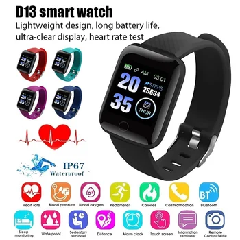 Спортен смарт гривна D13 с Bluetooth-гривната, пульсометром, умни часовници, умен часовник със сензорен екран за Android и IOS