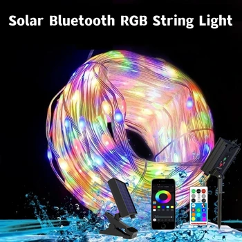 Слънчев led лампа 1.2 W RGB Bluetooth Smart Control Фея Led String Външна водоустойчив Венец Коледна Гирлянда 10 m 20 m 30 m