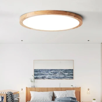 Вътрешно осветление, модерен led дървена тавана лампа, изключително тънък дървен тавана лампа в скандинавски стил, Хол, спалня, Определяне на повърхността