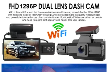 3.0 In WIFI Dash Cam Автомобилен видеорекордер 24 HD 1080P Камера с двойна леща, видео Рекордер, е Черна кутия, гориво, видео рекордер, огледало за шофиране