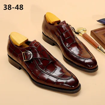 Луксозната Марка Дизайнерски Мъжки Ежедневни Обувки, Класическа Официална Кожени Обувки в стил ретро, Бизнес Офис Кожени Обувки От Крокодилска Кожа, Работни Обувки