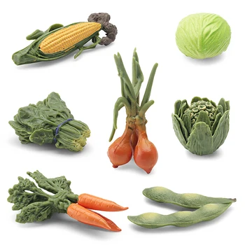 Реалистични модели на зеленчуци, фигурки Зеле, моркови, лук, Спанак, царевица, Баттербура, соя, забавни образователни образователни играчки