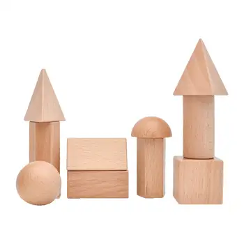 Дървени Геометрични твърди блокчета, Забавни играчки за дома, детската градина, Детето