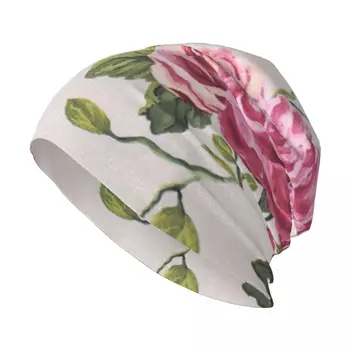 Стилна еластична вязаная шапчица-бини с припокриване, богат на функции на осп-череп за мъже и жени, Розова роза