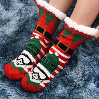 Дамски Коледни чорапи-чехли, зимни топли мини пухкави чорапи, Удобни домашни чорапи