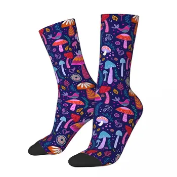 Ретро Магически мъжки чорапи Унисекс с Гъбен Модел, Нов, Подарък за Чорап Crazy Crew