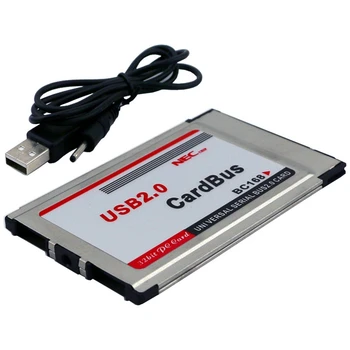 PCMCIA към USB 2.0 CardBus Двоен 2-портов адаптер за карти 480M за преносими КОМПЮТРИ