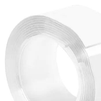 Прозрачен Двустранен лента Нано-лента Битови Гоблени тиксо Моющаяся за Еднократна употреба 50 мм, широчина-1 м