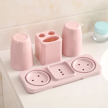 Комплекти Чаши за миене на Съдове за двама, комплект от три елемента, Аксесоари за баня, четка за Зъби, Държач за съхранение на паста за зъби, Стелажи-Органайзер