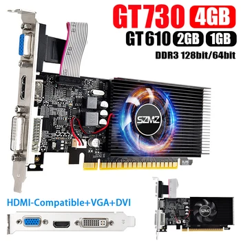 GT730/610 4/2/1 GB DDR3 128-Битова Настолна Детска Видео карта с HDMI-Съвместим порт VGA DVI Видео карта с Охлаждащ вентилатор за КОМПЮТЪР