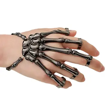 Гривна с виртуален скелет на Ръка, гривна с черепа на Хелоуин, готически аксесоари, аксесоари за cosplay, гривна с виртуален скелет на ръка, унисекс пръстен