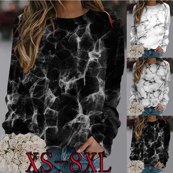 Дамски Модни блузи 2023 Г., Зимни Дамски Ежедневни Пуловери с дълъг ръкав, Тениска XS-8XL
