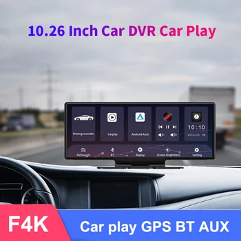 4k Dvr Камера за задно виждане, видео Рекордер Carplay Android Авторегистратор WiFi, Bluetooth, GPS плейър табло с две лещи Паркинг монитор