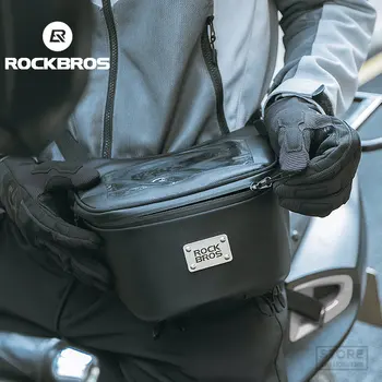 ROCKBROS Мотоциклетът Чанта За Съхранение Телефон със Сензорен екран, Поясная Чанта 2Л Голям Капацитет, С Дождевиком, Кормило За Велосипед, Аксесоар