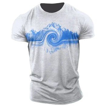 Мъжки t-shirt 2023 с 3D принтом под формата на планини, мъжки t-shirt Свободен размер, модерна спортна тениска на улицата ежедневни облекла