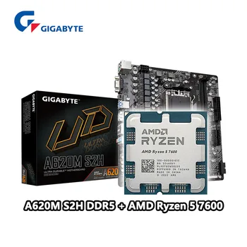 Процесор AMD R5 7600 Ryzen 5 7600 + A620M S2H Micro ATX дънна Платка на AMD A620 DDR5 Подходящ за гнездо AM5, всичко е ново, но без вентилатор