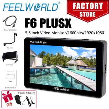 FEELWORLD 5,5-инчов Монитор F6 PLUSX с Висока Яркост 1600nit Сензорен екран IPS FHD1920x1080 4K HD DSLR Камера Поле Монитор