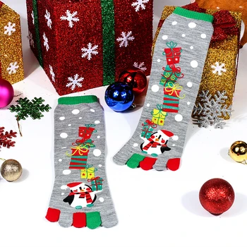 Дамски Коледни чорапи с пет пръста и Анимационни принтом, Зимни Чорапи с разрезным пръсти, Спортни чорапи с Пет пръста, сладък Модни