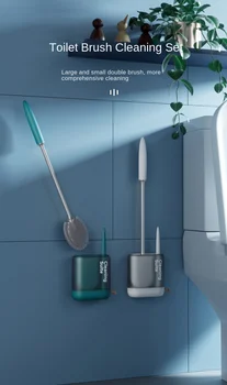 Креативен луксозни домакински комплект за почистване на меки пластмасови четки за тоалетна, стенни двойна четка, стенни подвесная четка за почистване