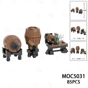 85 Бр. Дървено Буре MOC Строителни Блокове Творчески САМ Дъбови Бъчви Контейнер За Съхранение на Вино Съберат Тухлени Играчки За Деца MOC5031