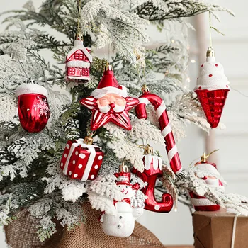 2 елемента Пластмасови Ръкавици с Коледна Звезда, Миниатюрни Бижута, Висящи висулки на Коледна Елха, Коледен подарък, играчка за деца, декорация за дома партита